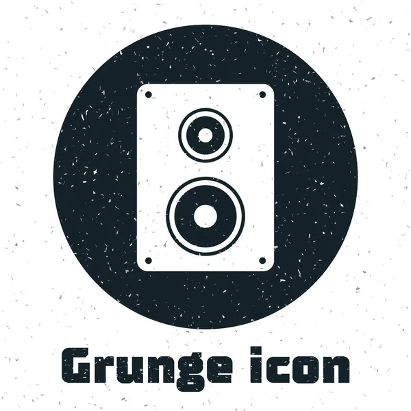 Значок колонки Grunge Stereo изолирован на белом фоне. Звуковые динамики. Музыкальный символ. Музыкальное оборудование для колонн. Векторная миграция — стоковый вектор