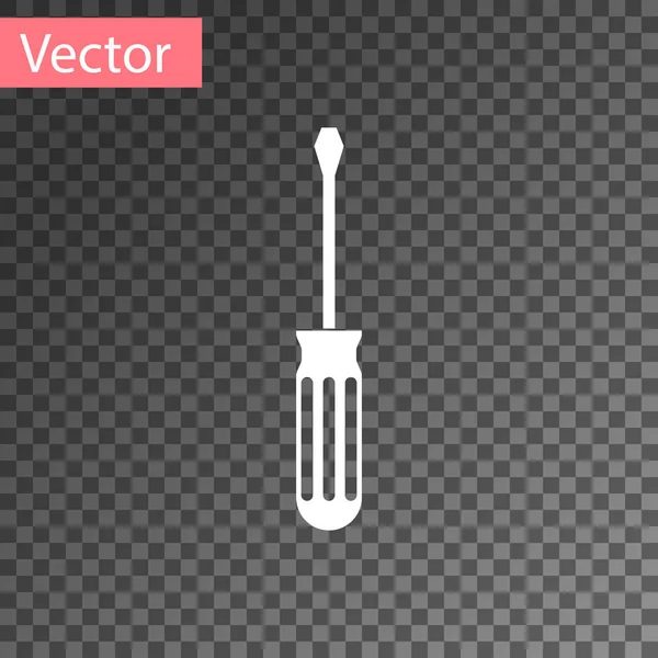 Ícone de chave de fenda branca isolado em fundo transparente. Símbolo da ferramenta de serviço. Ilustração vetorial — Vetor de Stock