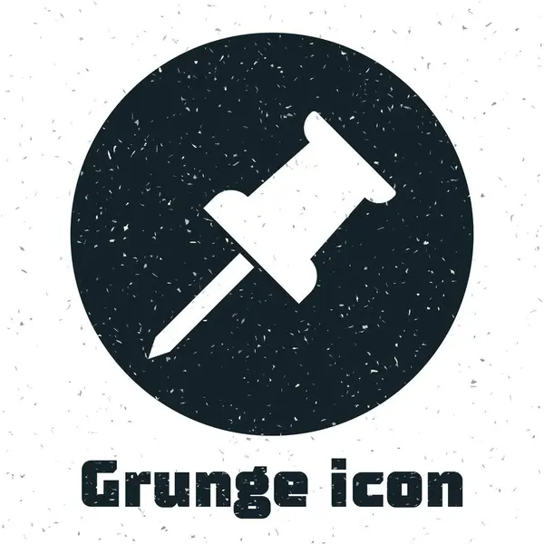 Grunge Push pin icono aislado sobre fondo blanco. Signo de chinchetas. Ilustración vectorial — Vector de stock