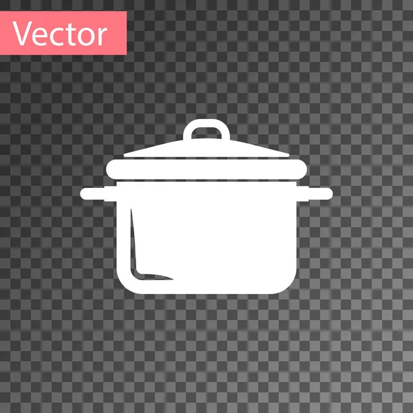 White Cooking pot icon isolated on transparent background. Boil or stew food symbol. Vector Illustration — Stock Vector