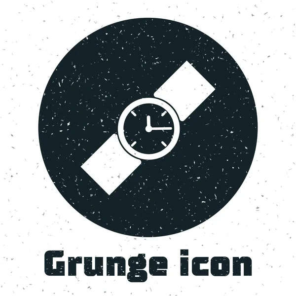 Grunge Relógio de pulso ícone isolado no fundo branco. ícone de relógio de pulso. Ilustração vetorial — Vetor de Stock
