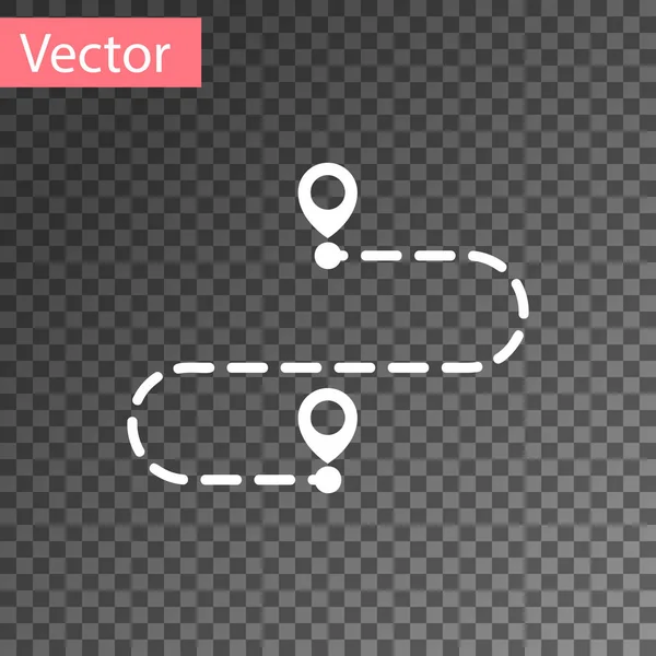 Icono de ubicación de ruta blanca aislado sobre fondo transparente. Señal de mapa. Concepto de camino o camino. Navegador GPS. Ilustración vectorial — Vector de stock