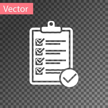 Saydam arka planda yalıtılmış teslim listesi panosu nun ve kalem simgesinin Beyaz Doğrulama. Vektör İllüstrasyonu