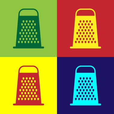 Renk arka planda yalıtılmış Renk Rendesi simgesi. Mutfak sembolü. Pişirme aleti. Çatal bıçak takımı işareti. Vektör İllüstrasyonu