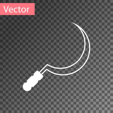 Beyaz Orak simgesi saydam arka planda yalıtılmış. Hasat kanca işareti. Vektör İllüstrasyonu