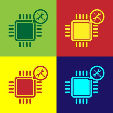 Renkli arka plan üzerinde izole tornavida ve anahtar simgesi ile renk Işlemcisi. Ayarlama, hizmet, ayarlama, bakım, onarım, sabitleme. Vektör Illustration