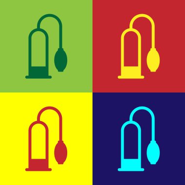 Color Penis pump icon isolated on color background. Penis enlarger. Sex toy for men. Vacuum pump with a blower to increase the penis. Vector Illustration