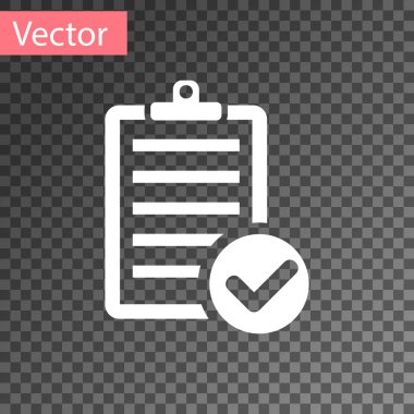 Saydam arka planda yalıtılmış teslim listesi panosu nun ve kalem simgesinin Beyaz Doğrulama. Vektör İllüstrasyonu