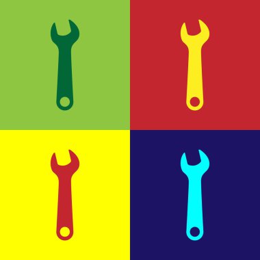 Renk anahtarı simgesi renk arka plan üzerinde izole. Anahtar tamir aracı. Servis aracı sembolü. Vektör Illustration