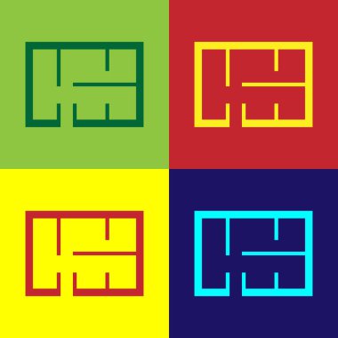 Renk Arka planda yalıtılmış Color House planı simgesi. Vektör İllüstrasyonu