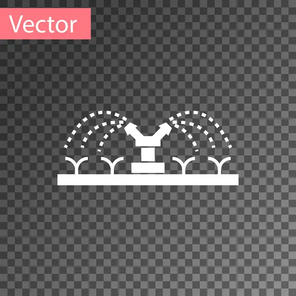 Branco Ícone de irrigação automática sprinklers isolado em fundo transparente. Equipamento de rega. Elemento jardim. Ícone de pistola de pulverização. Ilustração vetorial — Vetor de Stock