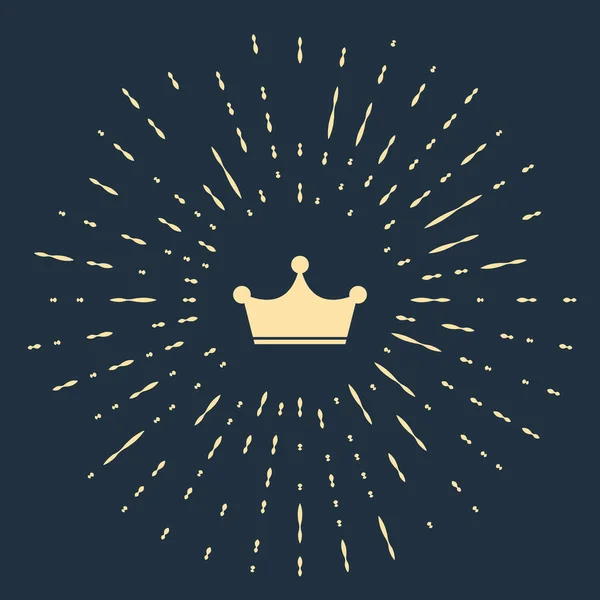 Beige Crown icon isolated on dark blue background. Abstract circle random dots. Vector Illustration — Stock Vector