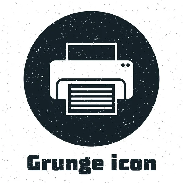 Grunge Printer icon isolated on white background. Vector Illustration — Stock Vector