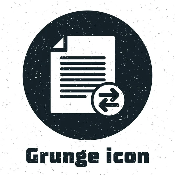 Grunge Transferir archivos icono aislado sobre fondo blanco. Copiar archivos, intercambio de datos, copia de seguridad, migración de PC, conceptos de intercambio de archivos. Ilustración vectorial — Vector de stock