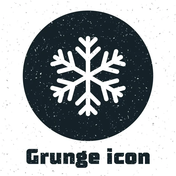 Grungesnowflake-Symbol isoliert auf weißem Hintergrund. Vektorillustration — Stockvektor