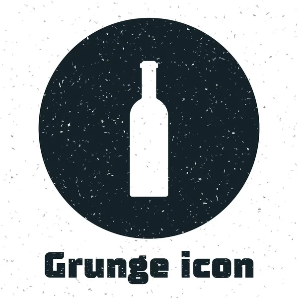 Grunge Flasche Wein Ikone isoliert auf weißem Hintergrund. Vektorillustration — Stockvektor