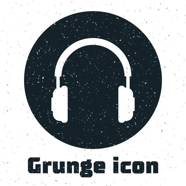 Grunge-Kopfhörersymbol isoliert auf weißem Hintergrund. Kopfhörer unterschreiben. Konzeptobjekt zum Hören von Musik, Service, Kommunikation und Bedienung. Vektorillustration — Stockvektor