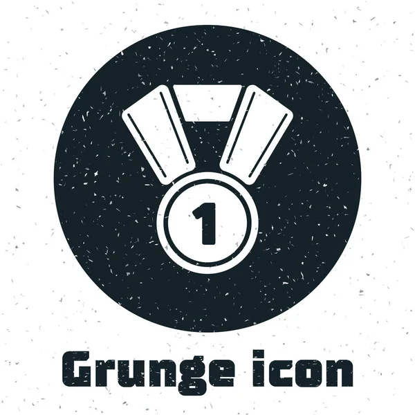 Icône Grunge Medal isolée sur fond blanc. Symbole gagnant. Illustration vectorielle — Image vectorielle