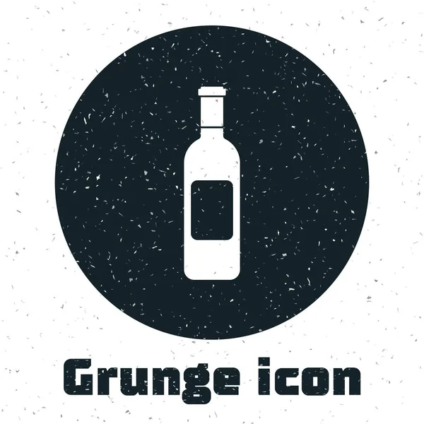 Grunge Icono de botella de vino aislado sobre fondo blanco. Ilustración vectorial — Vector de stock