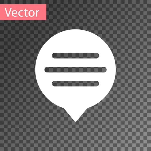 Weiße Sprechblase Chat-Symbol isoliert auf transparentem Hintergrund. Nachrichtensymbol. Kommunikation oder Kommentar Chat-Symbol. Vektorillustration — Stockvektor