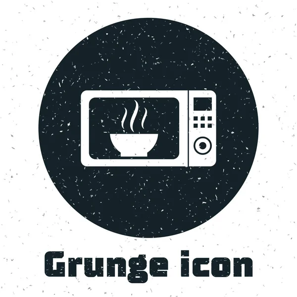 Grunge Microwave oven icon isolated on white background. Home appliances icon. Vector Illustration — Stock Vector