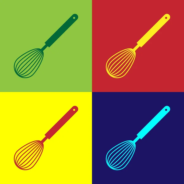Kleur keuken garde pictogram geïsoleerd op kleur achtergrond. Koken gebruiksvoorwerp, ei klopper. Bestek teken. Voedsel mix symbool. Vector illustratie — Stockvector