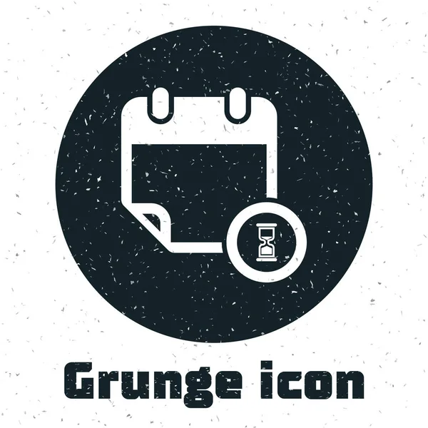 Grunge-Kalender und Uhr-Symbol isoliert auf weißem Hintergrund. Zeitplan, Termin, Veranstalter, Stundenzettel, Zeitmanagement, wichtiges Datum. Vektorillustration — Stockvektor