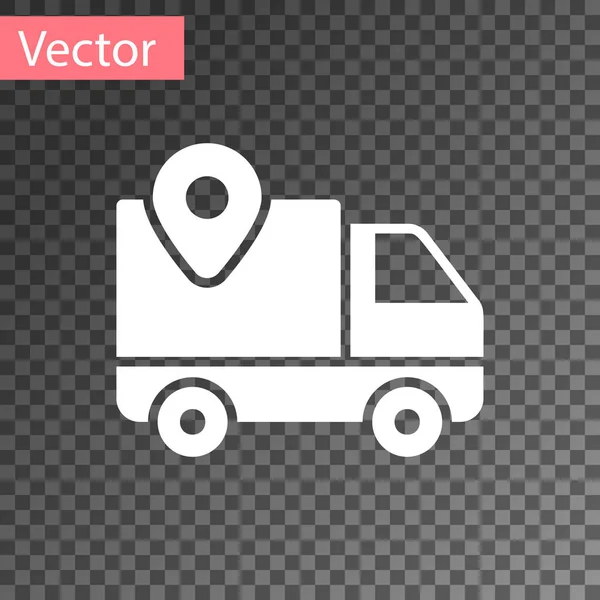 White Delivery tracking ikon isoleret på gennemsigtig baggrund. Parcel sporing. Illustration af vektor – Stock-vektor