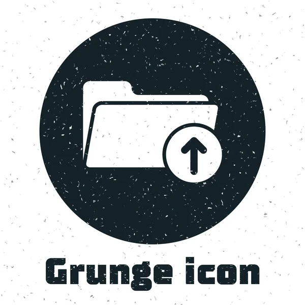 Grunge Descargar flecha con icono de carpeta aislado sobre fondo blanco. Ilustración vectorial — Vector de stock