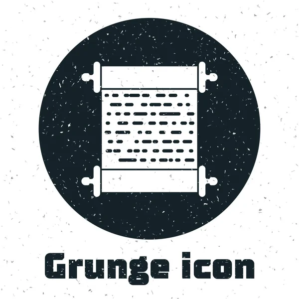 Grunge Paper Scroll Icon isoliert auf weißem Hintergrund. Leinwandscrollzeichen. Vektorillustration — Stockvektor