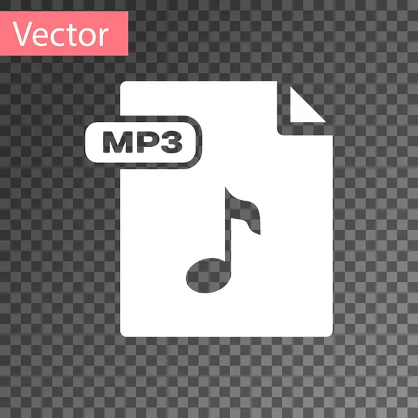 Documento de archivo MP3 blanco. Descargar icono del botón mp3 aislado sobre fondo transparente. Signo de formato de música Mp3. Símbolo de archivo MP3. Ilustración vectorial — Vector de stock