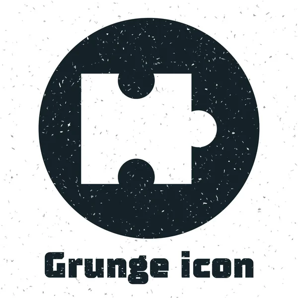 Grunge stukje puzzel icoon geïsoleerd op witte achtergrond. Moderne flat, Business, marketing, financiën, internetconcept. Vector illustratie — Stockvector