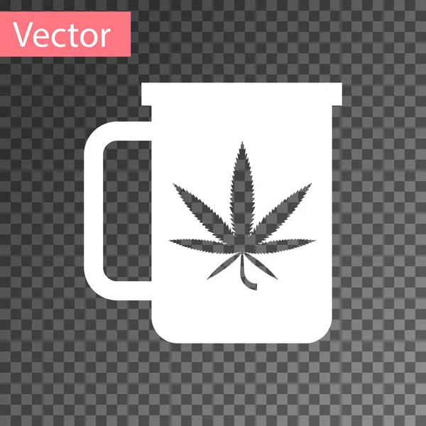 Thé blanc tasse avec de la marijuana ou icône feuille de cannabis isolé sur fond transparent. Légalisation de la marijuana. Symbole de chanvre. Illustration vectorielle — Image vectorielle