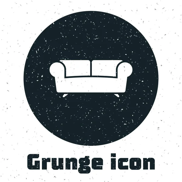 Grunge Sofa Ikone isoliert auf weißem Hintergrund. Vektorillustration — Stockvektor