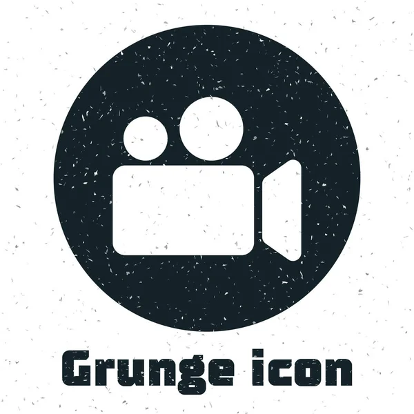 Grunge Movie o Video camera icono aislado sobre fondo blanco. Icono de cámara de cine. Ilustración vectorial — Archivo Imágenes Vectoriales