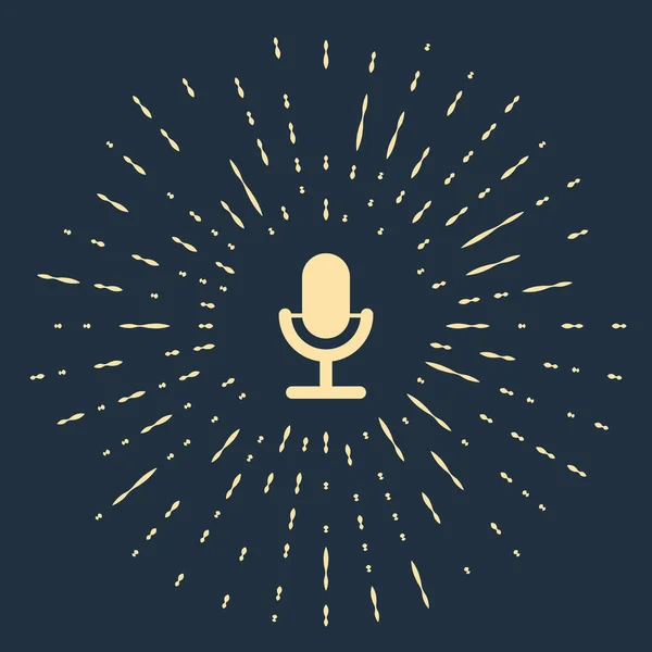 Beige Microphone icon isolated on dark blue background. On air radio mic microphone. Speaker sign. Abstract circle random dots. Vector Illustration — Stock Vector