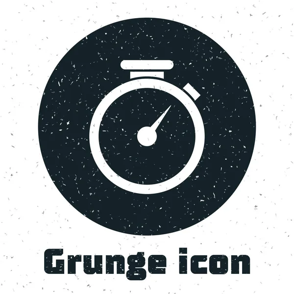 Ícone Grunge Stopwatch isolado no fundo branco. Sinal do temporizador. Ilustração vetorial — Vetor de Stock