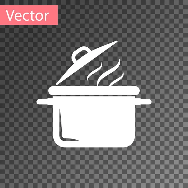 White Cooking pot icon isolated on transparent background. Boil or stew food symbol. Vector Illustration — Stock Vector