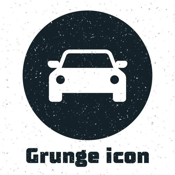 Grunge Car Ikone isoliert auf weißem Hintergrund. Vektorillustration — Stockvektor