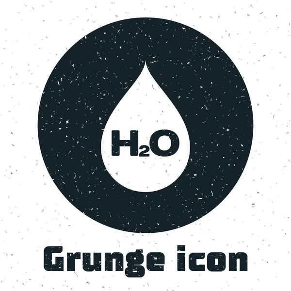 Grunge-Wassertropfen mit h2o-Symbol auf weißem Hintergrund. Wasserformel. Vektorillustration — Stockvektor