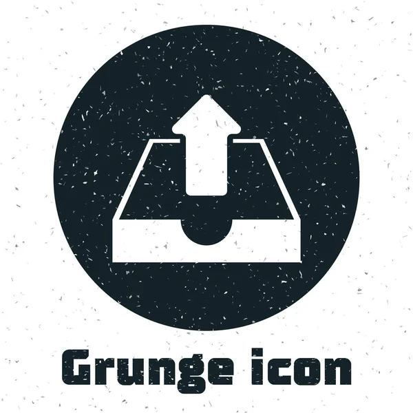 Grunge Subir icono de bandeja de entrada aislado sobre fondo blanco. Ilustración vectorial — Vector de stock