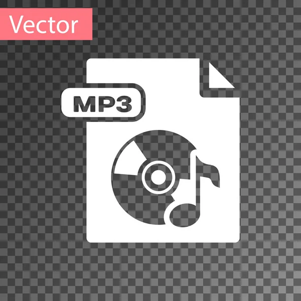 Weiße mp3-Datei Dokument. herunterladen mp3-Taste Symbol isoliert auf transparentem Hintergrund. mp3 Musikformat Zeichen. mp3-Dateisymbol. Vektorillustration — Stockvektor