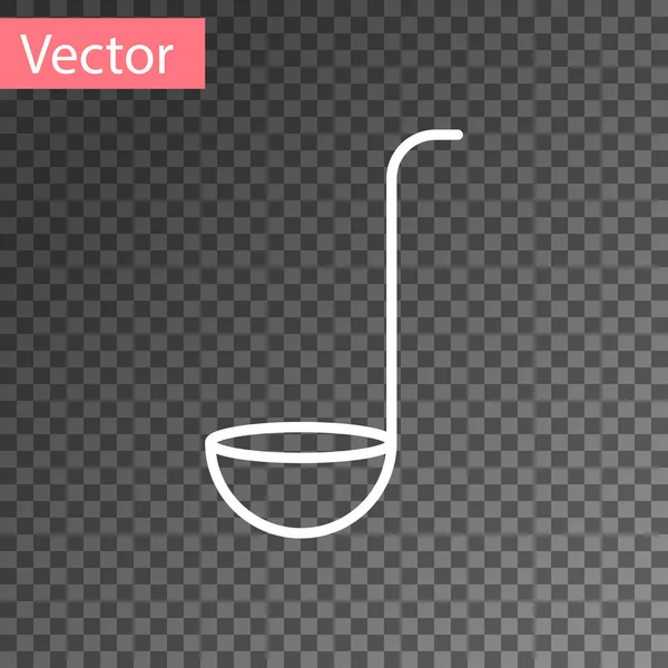 Icône louche de cuisine blanche isolée sur fond transparent. Ustensiles de cuisine. Panneau de cuillère à couverts. Illustration vectorielle — Image vectorielle