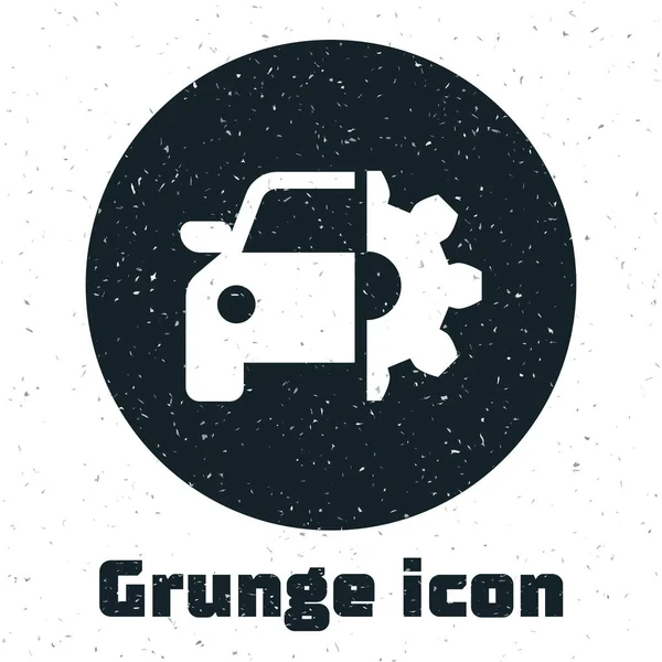 Ikona služby grunge Car je izolovaná na bílém pozadí. Automatická mechanika. Mechanika. Servisní opravny. Značka údržby. Vektorová ilustrace — Stockový vektor