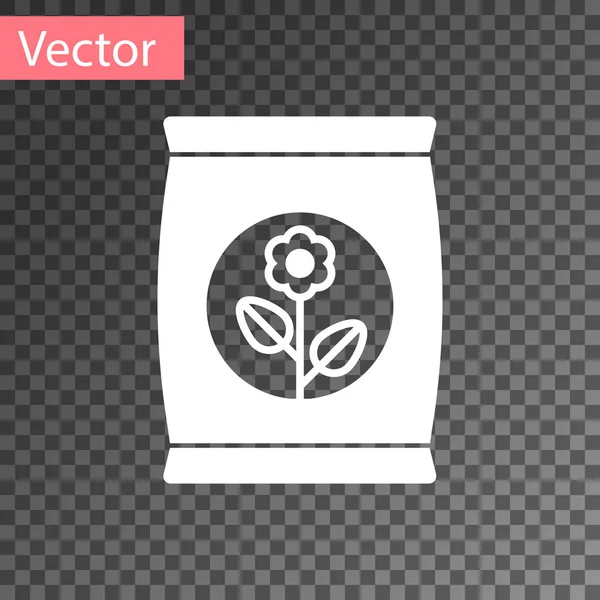 Значок белого удобрения мешок изолирован на прозрачном фоне. Векторная миграция — стоковый вектор