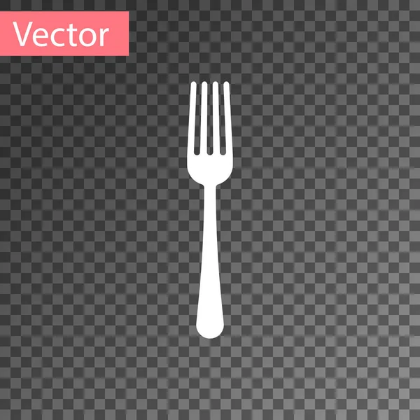 Icono de tenedor blanco aislado sobre fondo transparente. Símbolo de cubertería. Ilustración vectorial — Vector de stock