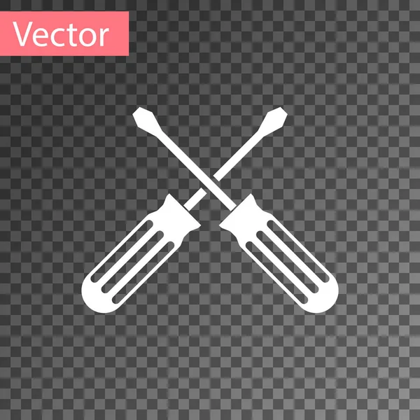 Chave de fenda cruzada branca ícone isolado em fundo transparente. Símbolo da ferramenta de serviço. Ilustração vetorial — Vetor de Stock