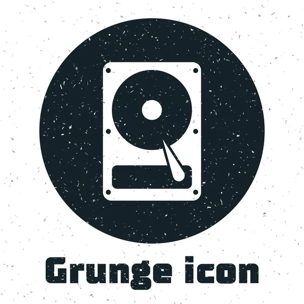 Grunge Unidad de disco duro icono de disco duro aislado sobre fondo blanco. Ilustración vectorial — Vector de stock