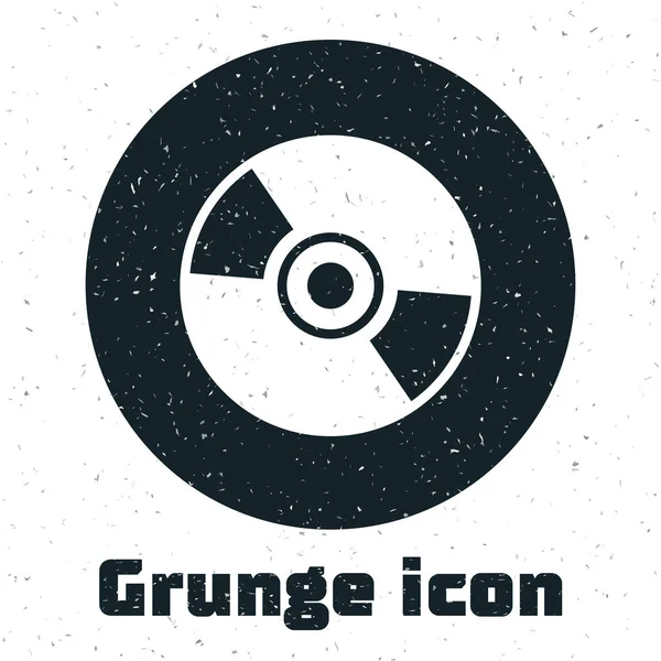 Grunge icône de disque CD ou DVD isolé sur fond blanc. Signe de disque compact. Illustration vectorielle — Image vectorielle
