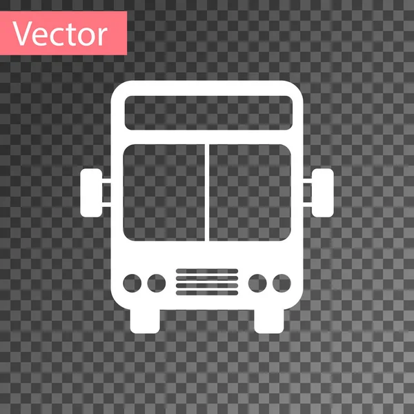 透明な背景に分離された白いバスアイコン。輸送の概念。バスツアー輸送標識。観光または公共車両のシンボル。ベクトルイラストレーション — ストックベクタ